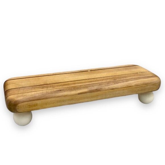 Repurposed Wood Cutting Board Riser Vintage Ball Knob Feet - Picture 3 of 16